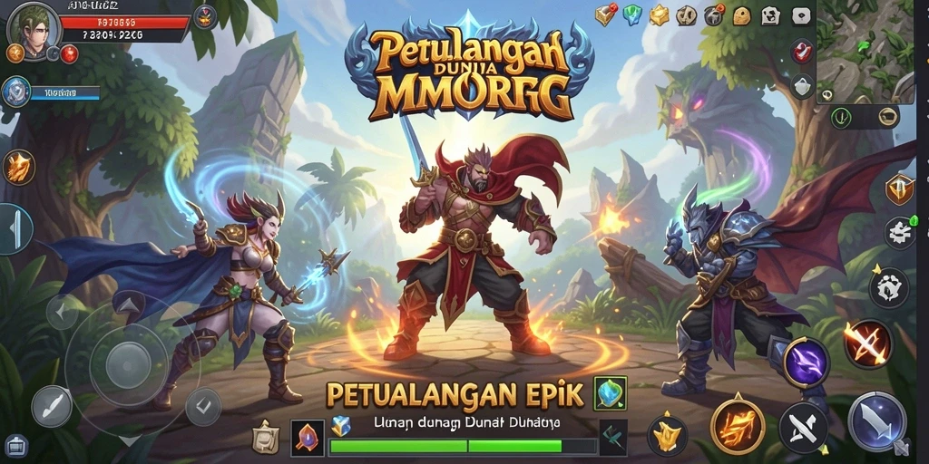 Tangkapan layar permainan ADG62 yang menunjukkan aksi MMORPG yang mendebarkan.