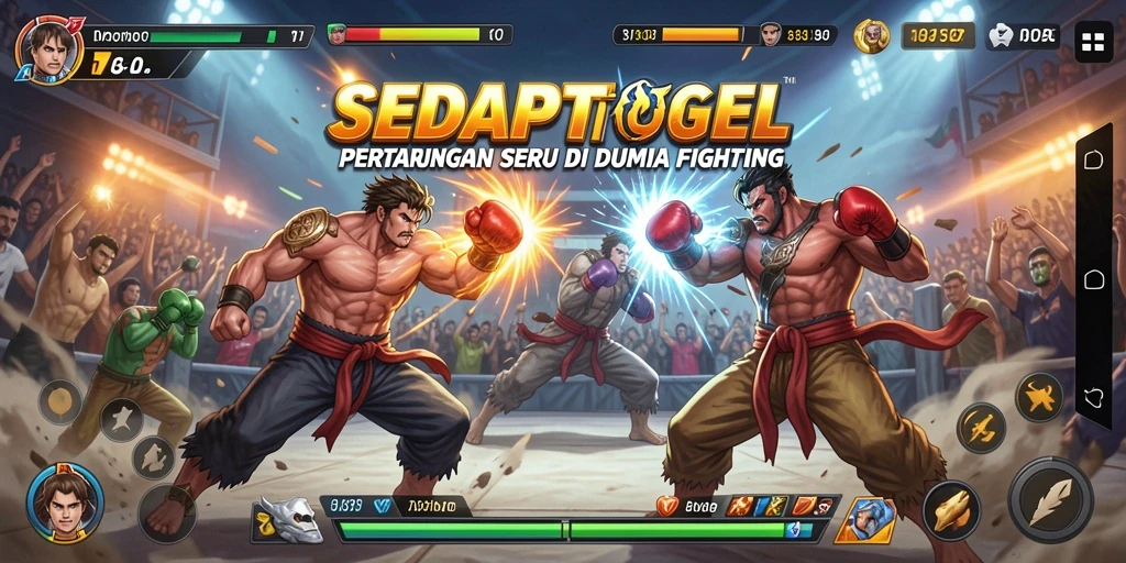 Tampilan utama gameplay SEDAPTOGEL menampilkan aksi pertarungan yang menegangkan.