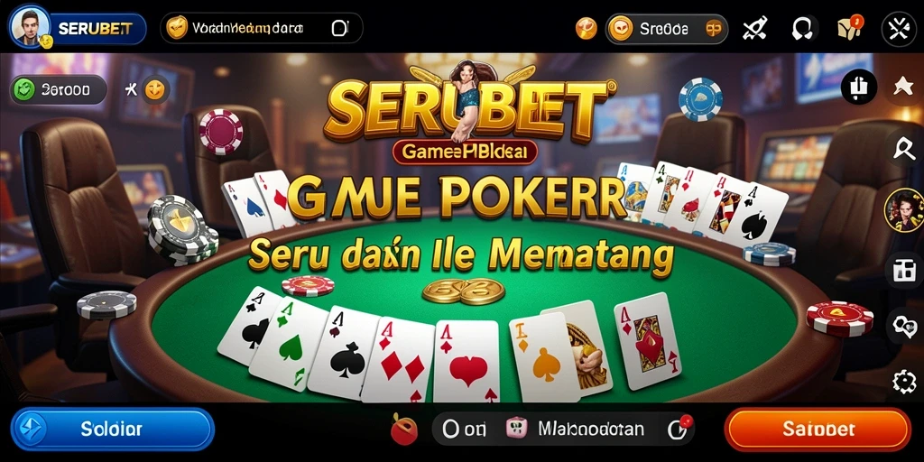 Tampilan gameplay SERUBET saat bermain Poker yang menegangkan.